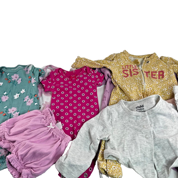 Child of Mine Baby Girl 10-Piece Clothing Lot – 0-3 Months Outfits & Basics - Picture 1 of 9